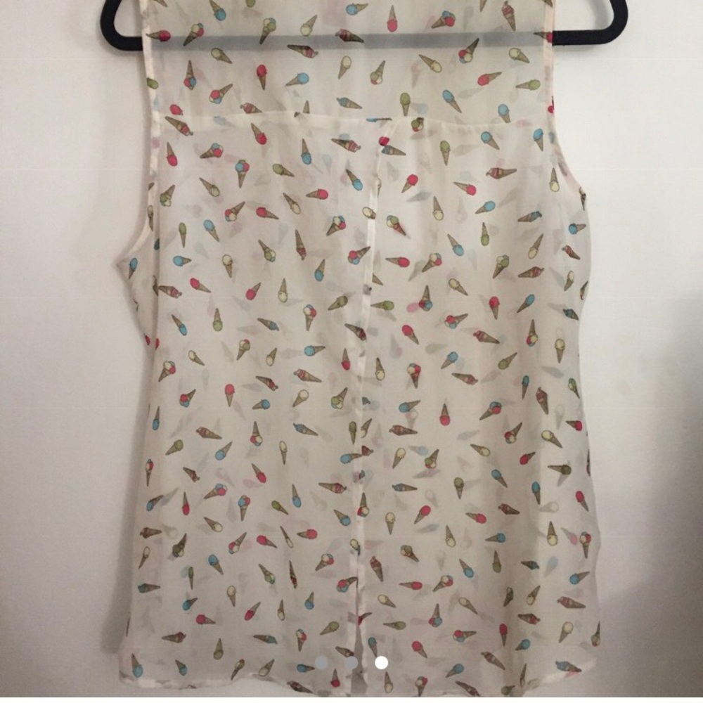 Nwot Sheer Ice Cream Pattern Button Down Tank - image 3